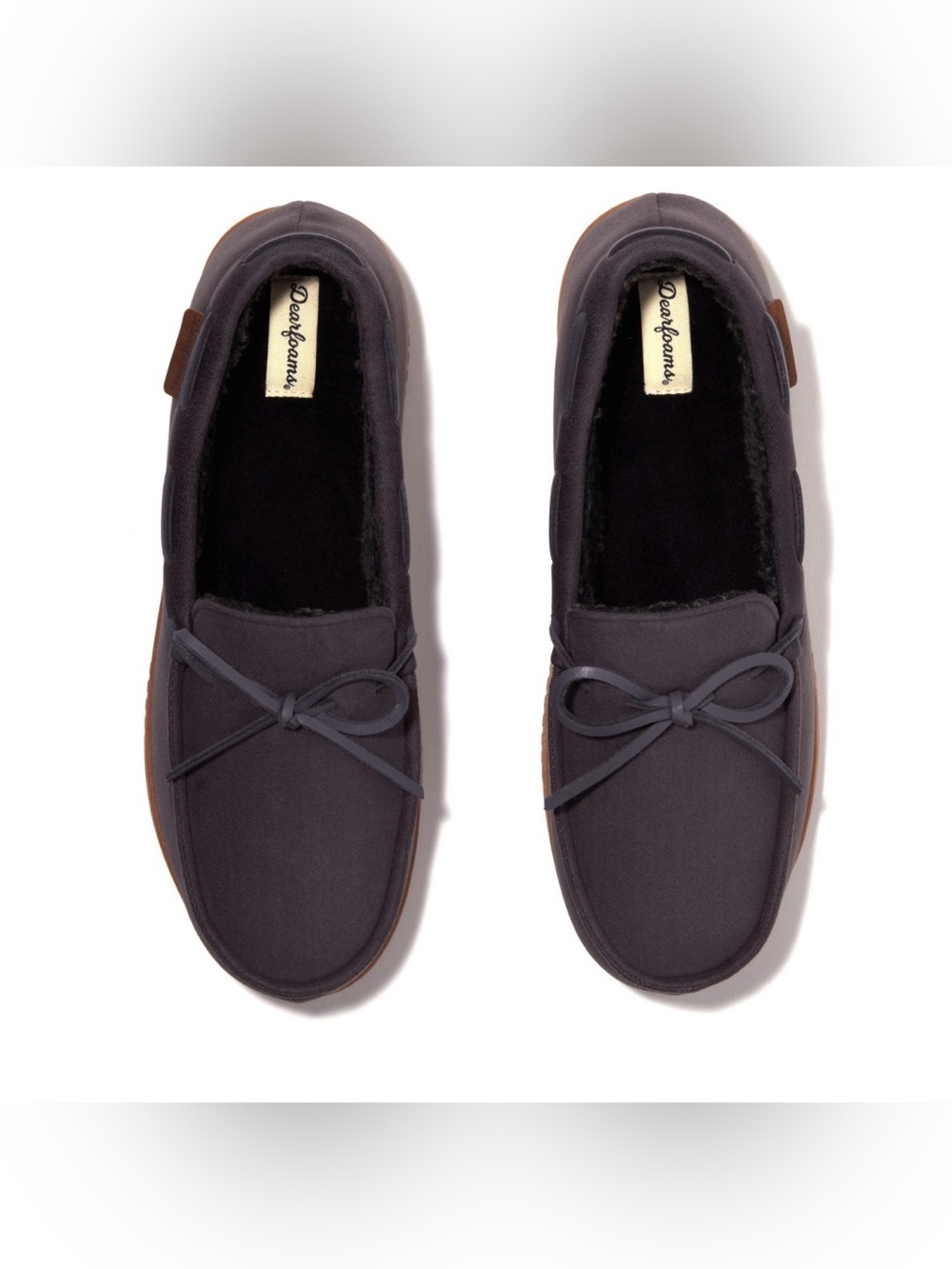 Dearfoams Mens Pierce Microsuede Moc with Tie Slippers NEW SIZE L(11-12)